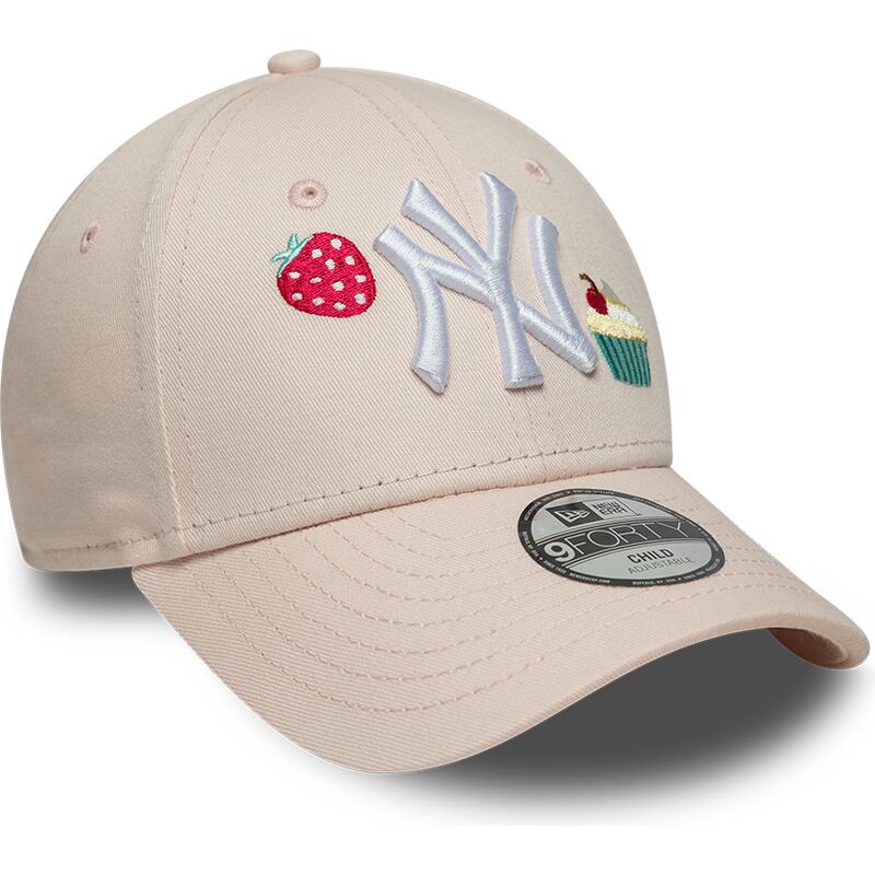 kasketter-buet-lyserod-justerbar-rem-til-barn-9forty-food-icon-cupcake-fra-new-york-yankees-mlb-af-new-era