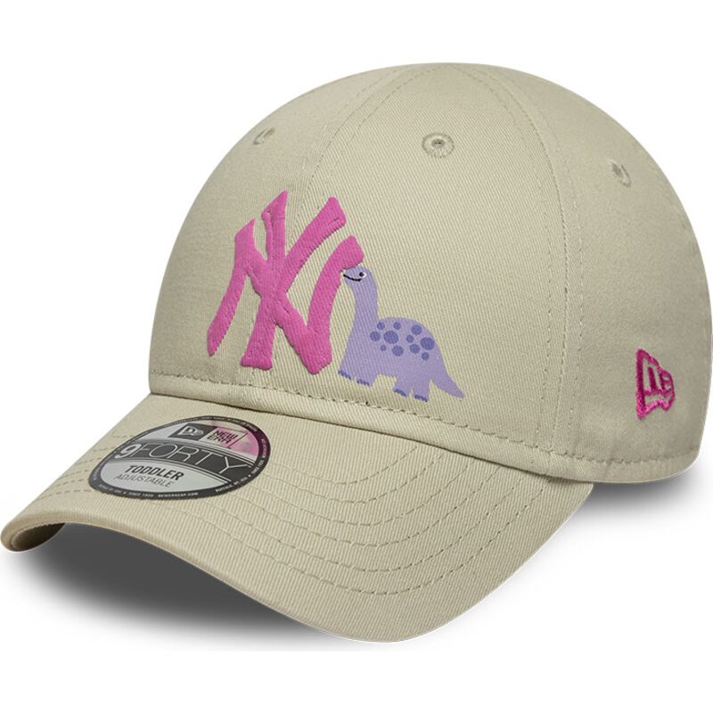 kasketter-buet-beige-justerbar-rem-til-barn-rosa-9forty-dino-icon-fra-new-york-yankees-mlb-af-new-era