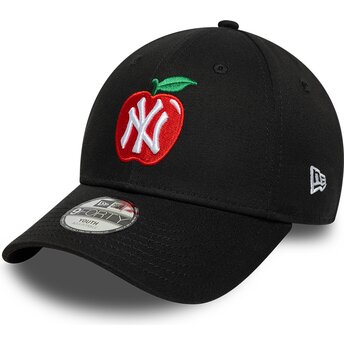 Kasketter buet sort justerbar rem til barn 9FORTY Fruit Icon Apple fra New York Yankees MLB af New Era