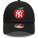 kasketter-buet-sort-justerbar-rem-til-barn-9forty-fruit-icon-apple-fra-new-york-yankees-mlb-af-new-era