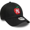 kasketter-buet-sort-justerbar-rem-til-barn-9forty-fruit-icon-apple-fra-new-york-yankees-mlb-af-new-era