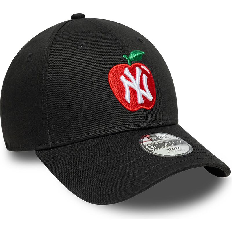 kasketter-buet-sort-justerbar-rem-til-barn-9forty-fruit-icon-apple-fra-new-york-yankees-mlb-af-new-era