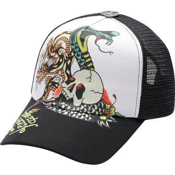Kasketter buet sort snapback Snake And Skull af Ed Hardy
