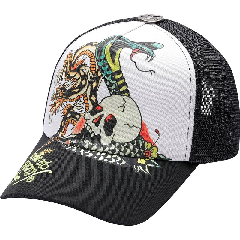 kasketter-buet-sort-snapback-snake-and-skull-af-ed-hardy