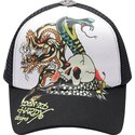 kasketter-buet-sort-snapback-snake-and-skull-af-ed-hardy