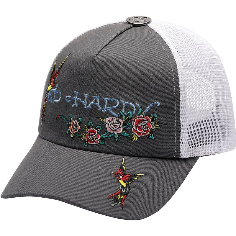 kasketter-buet-gra-snapback-floral-swallow-af-ed-hardy kasketter-buet-gra-snapback-floral-swallow-af-ed-hardy