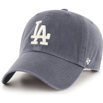 Kasketter buet grå justerbar rem Clean Up Vintage Navy fra Los Angeles Dodgers MLB af 47 Brand