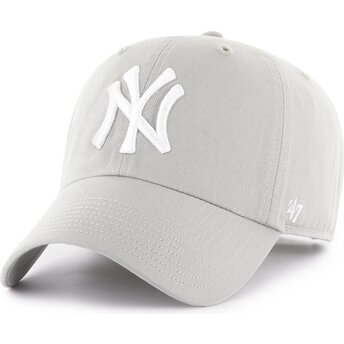Kasketter buet grå justerbar rem Clean Up No Loop Label fra New York Yankees MLB af 47 Brand