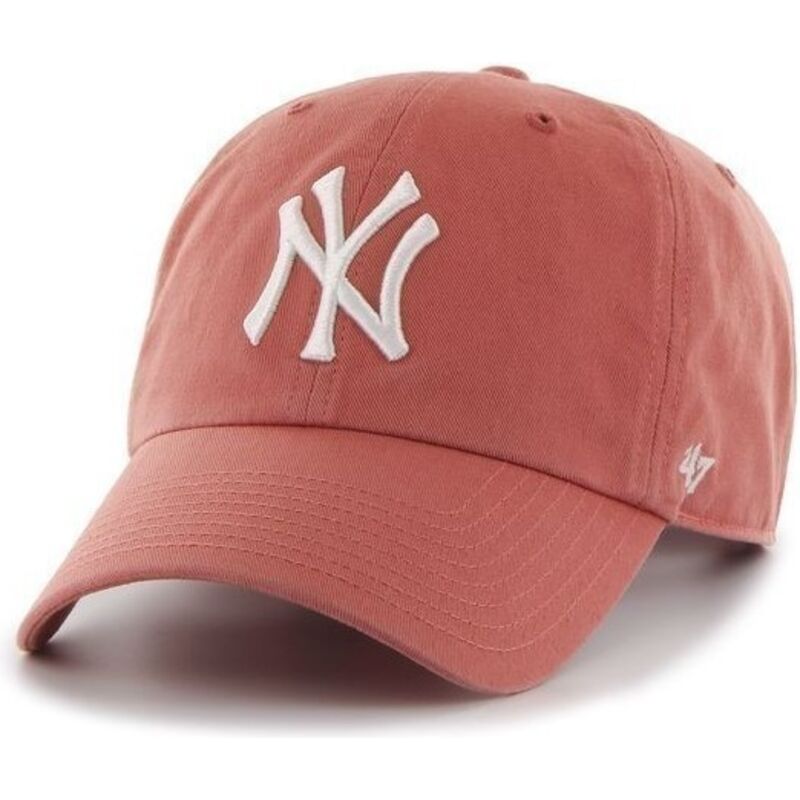 kasketter-buet-rod-justerbar-rem-clean-up-no-loop-label-island-red-fra-new-york-yankees-mlb-af-47-brand kasketter-buet-rod-justerbar-rem-clean-up-no-loop-label-island-red-fra-new-york-yankees-mlb-af-47-brand