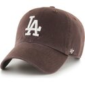 kasketter-buet-brun-justerbar-rem-clean-up-no-loop-label-fra-los-angeles-dodgers-mlb-af-47-brand