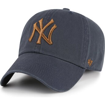 Kasketter buet grå justerbar rem Clean Up Contrast Vintage Navy fra New York Yankees MLB af 47 Brand