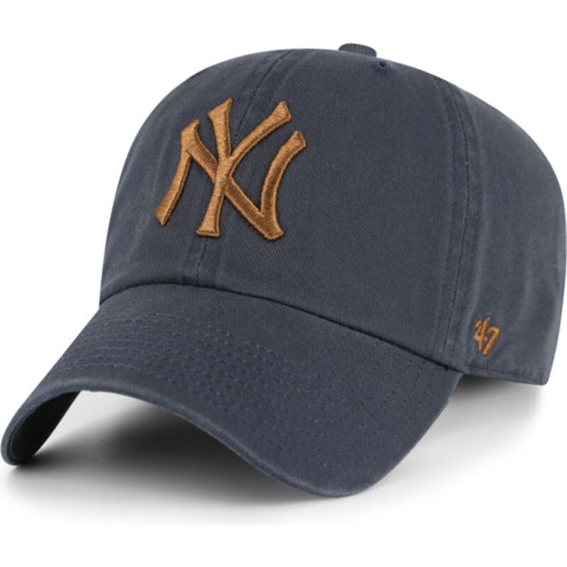 kasketter-buet-gra-justerbar-rem-clean-up-contrast-vintage-navy-fra-new-york-yankees-mlb-af-47-brand kasketter-buet-gra-justerbar-rem-clean-up-contrast-vintage-navy-fra-new-york-yankees-mlb-af-47-brand