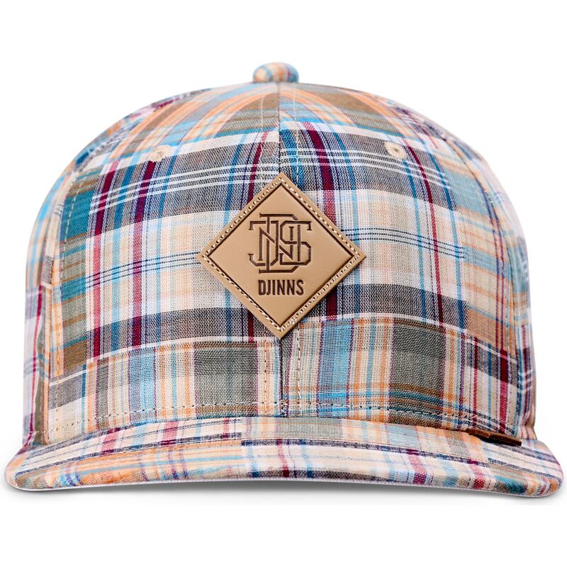 kasketter-flad-flerfarvet-snapback-patch-check-turquioise-af-djinns