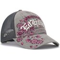 kasketter-buet-gra-snapback-floral-tattoo-city-vintage-wash-af-ed-hardy