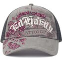kasketter-buet-gra-snapback-floral-tattoo-city-vintage-wash-af-ed-hardy