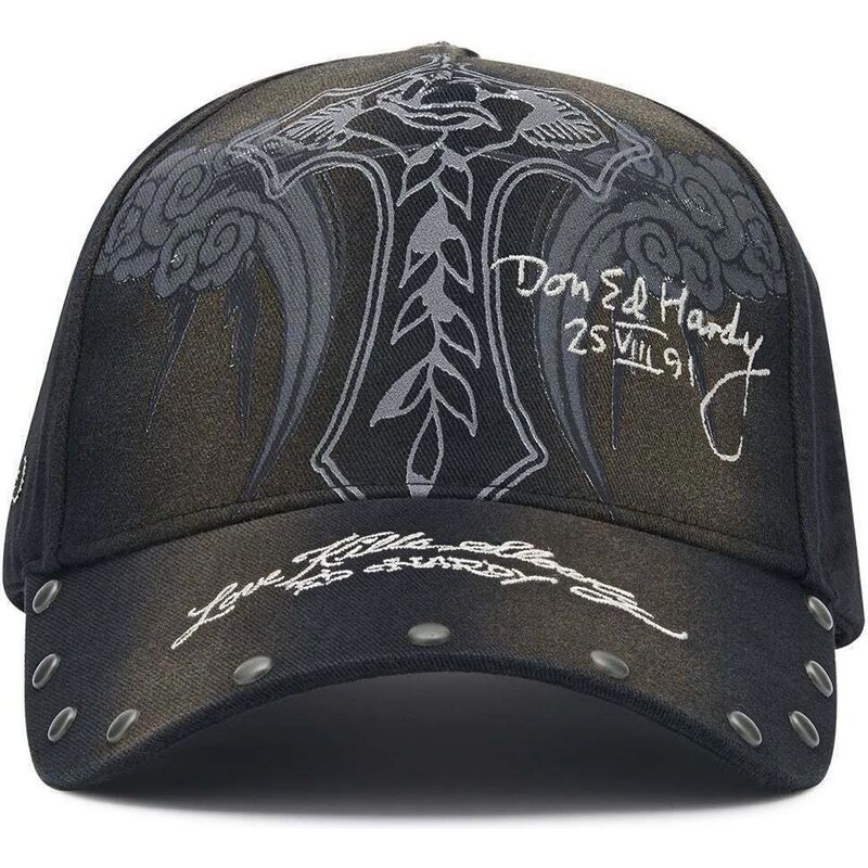 kasketter-buet-sort-justerbar-rem-storming-rose-washed-af-ed-hardy