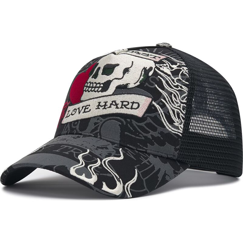 kasketter-buet-sort-snapback-live-fast-love-hard-af-ed-hardy