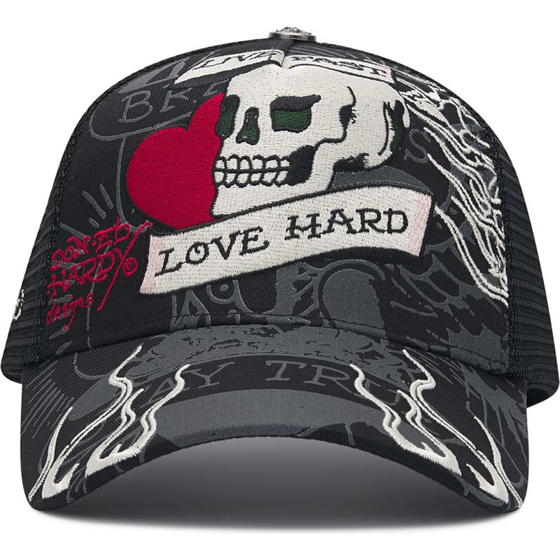 kasketter-buet-sort-snapback-live-fast-love-hard-af-ed-hardy