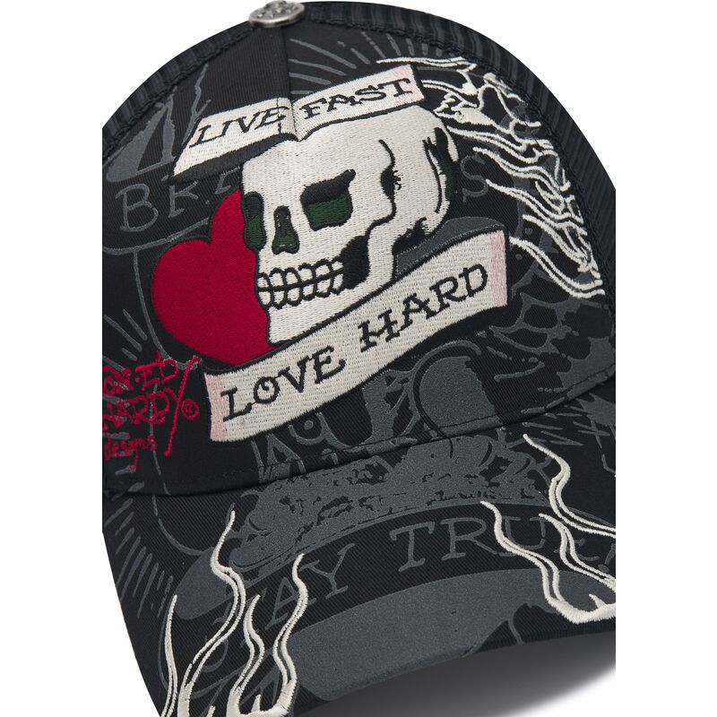 kasketter-buet-sort-snapback-live-fast-love-hard-af-ed-hardy