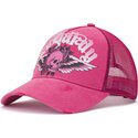 kasketter-buet-lyserod-snapback-flaming-gothic-skull-washed-af-ed-hardy