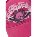 kasketter-buet-lyserod-snapback-flaming-gothic-skull-washed-af-ed-hardy