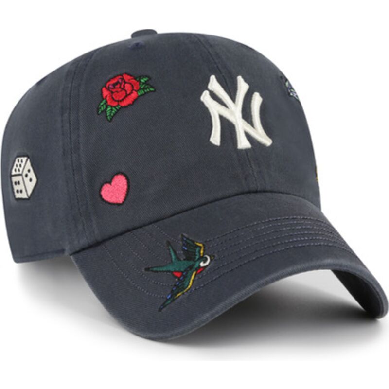 kasketter-buet-marinebla-justerbar-rem-clean-up-multi-scatter-fra-new-york-yankees-mlb-af-47-brand