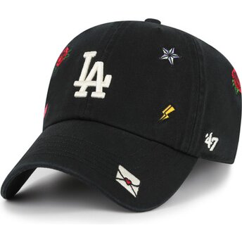 Kasketter buet sort justerbar rem Clean Up Multi Scatter fra Los Angeles Dodgers MLB af 47 Brand