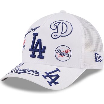 Kasketter buet hvid snapback 9FORTY M-Crown A Frame All Over fra Los Angeles Dodgers MLB af New Era