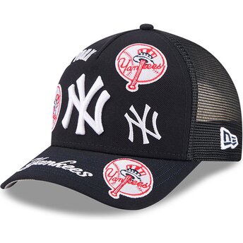 Kasketter buet marineblå snapback 9FORTY M-Crown A Frame All Over fra New York Yankees MLB af New Era