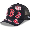 kasketter-buet-marinebla-snapback-9forty-m-crown-a-frame-all-over-fra-boston-red-sox-mlb-af-new-era