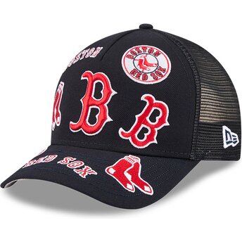 Kasketter buet marineblå snapback 9FORTY M-Crown A Frame All Over fra Boston Red Sox MLB af New Era