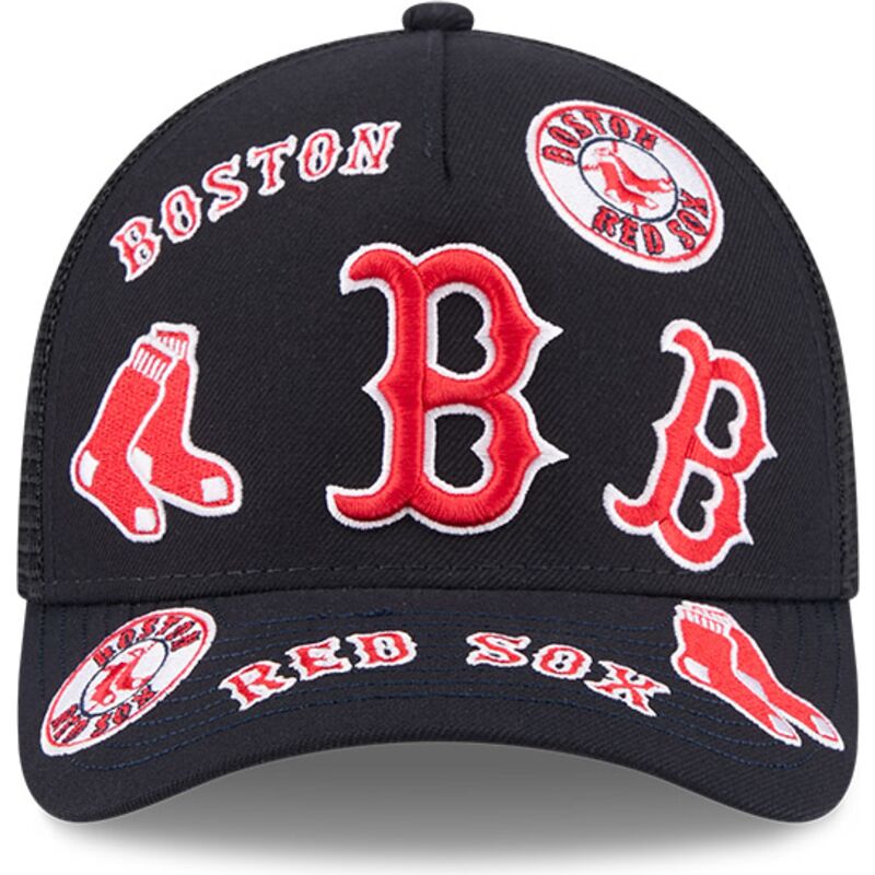 kasketter-buet-marinebla-snapback-9forty-m-crown-a-frame-all-over-fra-boston-red-sox-mlb-af-new-era