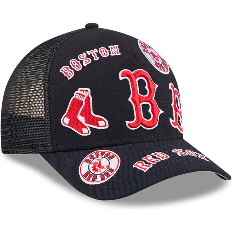 kasketter-buet-marinebla-snapback-9forty-m-crown-a-frame-all-over-fra-boston-red-sox-mlb-af-new-era