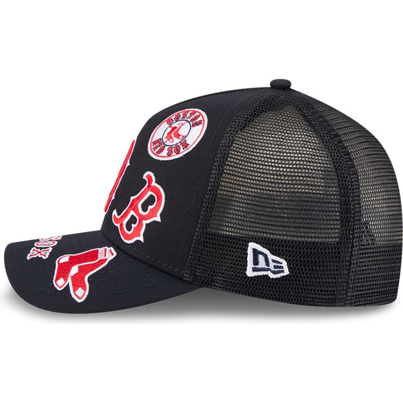 kasketter-buet-marinebla-snapback-9forty-m-crown-a-frame-all-over-fra-boston-red-sox-mlb-af-new-era