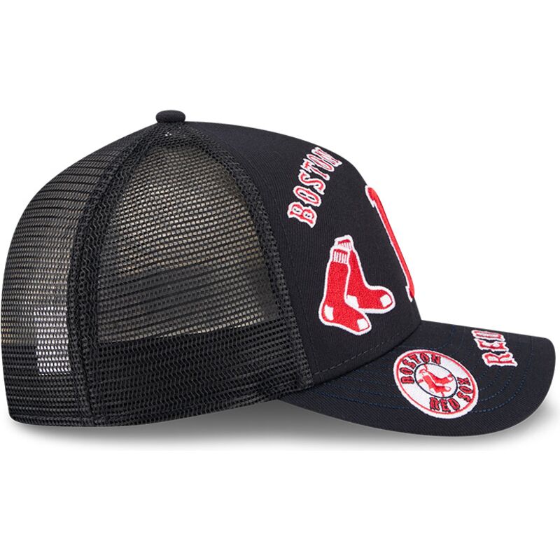 kasketter-buet-marinebla-snapback-9forty-m-crown-a-frame-all-over-fra-boston-red-sox-mlb-af-new-era