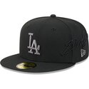 kasketter-flad-sort-tilpasset-59fifty-side-script-fra-los-angeles-dodgers-mlb-af-new-era