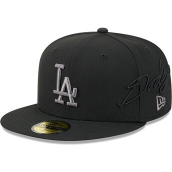 Kasketter flad sort tilpasset 59FIFTY Side Script fra Los Angeles Dodgers MLB af New Era