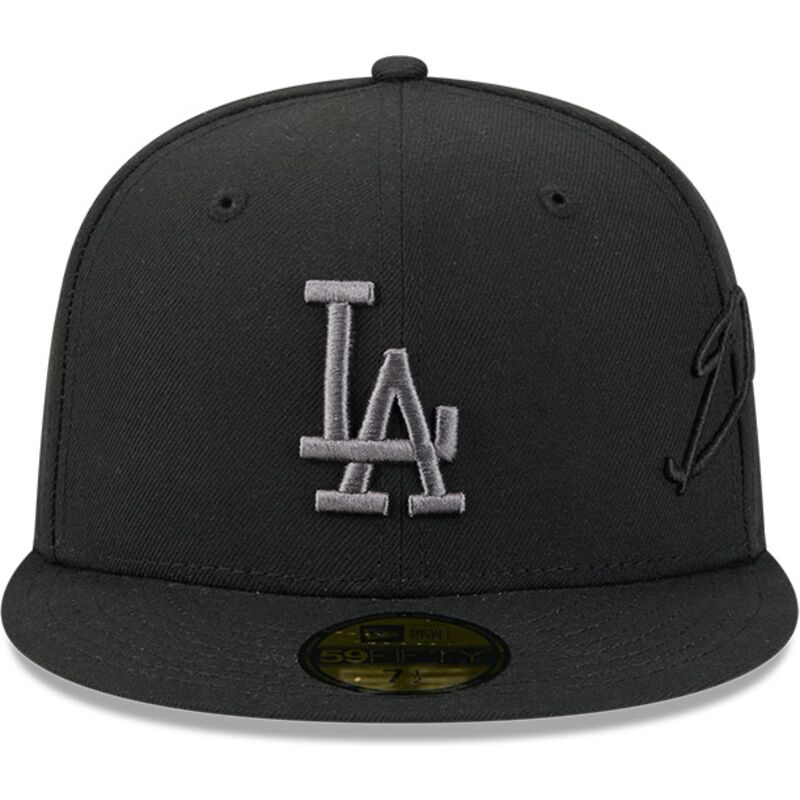 kasketter-flad-sort-tilpasset-59fifty-side-script-fra-los-angeles-dodgers-mlb-af-new-era