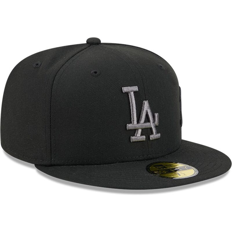kasketter-flad-sort-tilpasset-59fifty-side-script-fra-los-angeles-dodgers-mlb-af-new-era