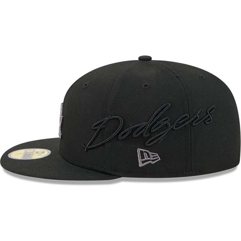 kasketter-flad-sort-tilpasset-59fifty-side-script-fra-los-angeles-dodgers-mlb-af-new-era