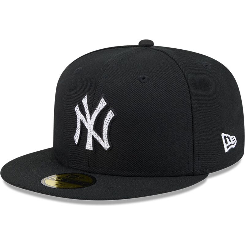kasketter-flad-sort-tilpasset-59fifty-rhinestone-badge-fra-new-york-yankees-mlb-af-new-era