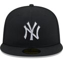 kasketter-flad-sort-tilpasset-59fifty-rhinestone-badge-fra-new-york-yankees-mlb-af-new-era