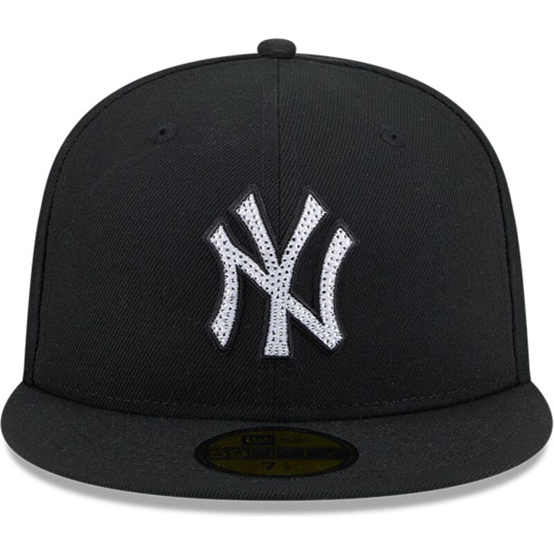 kasketter-flad-sort-tilpasset-59fifty-rhinestone-badge-fra-new-york-yankees-mlb-af-new-era