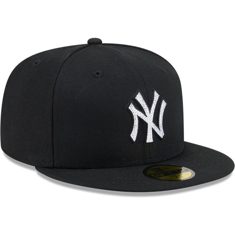 kasketter-flad-sort-tilpasset-59fifty-rhinestone-badge-fra-new-york-yankees-mlb-af-new-era