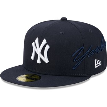 Kasketter flad marineblå tilpasset 59FIFTY Side Script fra New York Yankees MLB af New Era