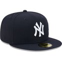 kasketter-flad-marinebla-tilpasset-59fifty-side-script-fra-new-york-yankees-mlb-af-new-era