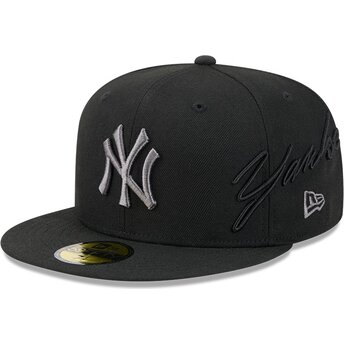 Kasketter flad sort tilpasset 59FIFTY Side Script fra New York Yankees MLB af New Era