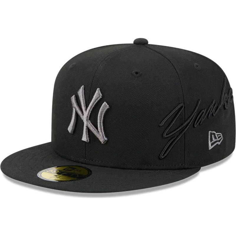 kasketter-flad-sort-tilpasset-59fifty-side-script-fra-new-york-yankees-mlb-af-new-era