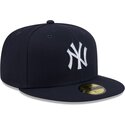 kasketter-flad-marinebla-tilpasset-59fifty-rhinestone-badge-fra-new-york-yankees-mlb-af-new-era