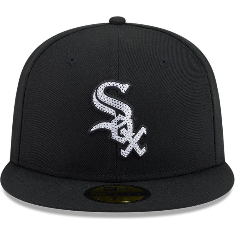 kasketter-flad-sort-tilpasset-59fifty-rhinestone-badge-fra-chicago-white-sox-mlb-af-new-era